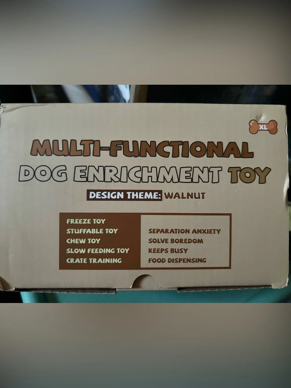 Multi-Functional Dog Enrichment Toy - Walnut Design in Cream & Gold